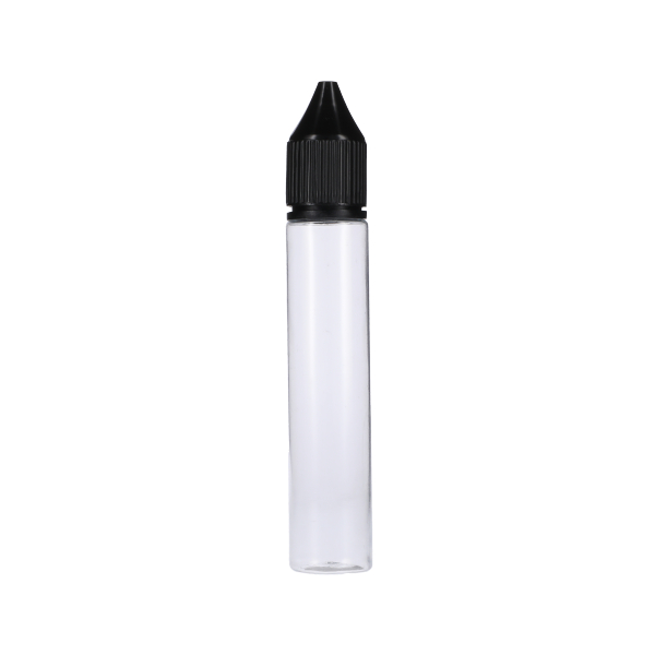 30ML CLEAR PET UNICORN BOTTLE WITH BLACK CR TAMPER EVIDENT BREAK-OFF BAND CLOSURE