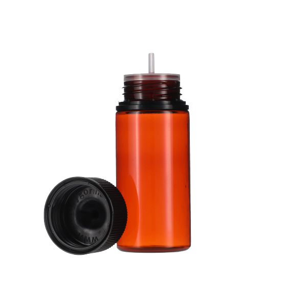 100ML TRANSLUCENT AMBER PET UNICORN BOTTLE WITH BLACK CR TAMPER EVIDENT BREAK-OFF BAND CLOSURE-detail image