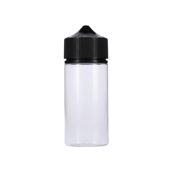 100ML CLEAR PET UNICORN BOTTLE WITH BLACK CR TAMPER EVIDENT BREAK-OFF BAND CLOSURE