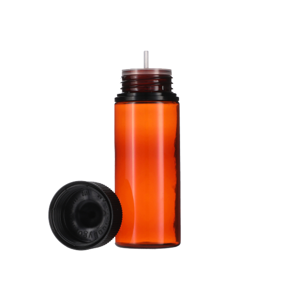 120ML TRANSLUCENT AMBER PET UNICORN BOTTLE WITH BLACK CR TAMPER EVIDENT BREAK-OFF BAND CLOSURE-detail image