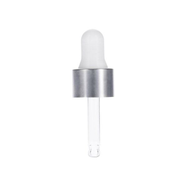 3ML FLINT GLASS VIAL WITH 13-415 WHITE PP SILVER OVERSHELL SILICON BULB  34MM X 5MM GLASS PIPETTE ROUND TIP 1MM ORIFICE-detail image