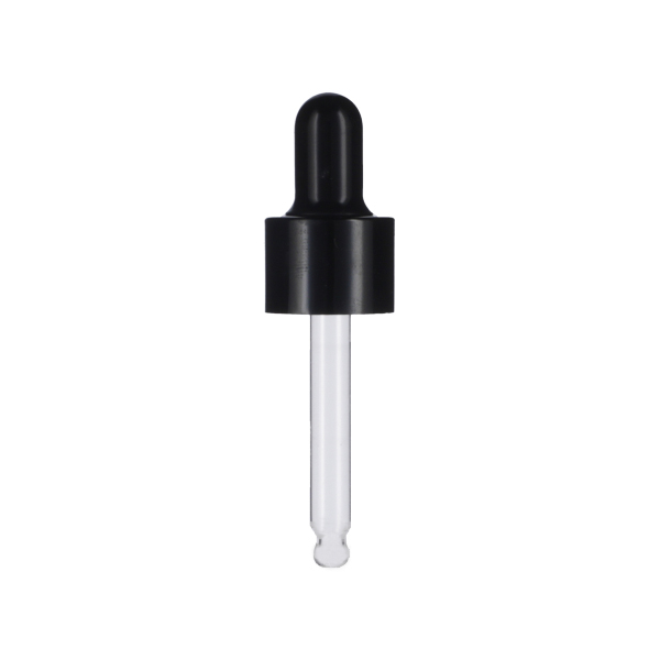 18-410 WHITE PP BLACK PP OVERSHELL AND SILICON BULB - 57MM X 7MM GLASS PIPETTE ROUND TIP 1MM ORIFICE-detail image