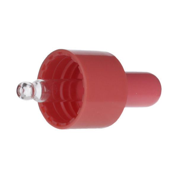 5ML CORAL PINK SPRAY GLASS 20-410 CORAL PINKSILICON BULB PP COLLAR 36MM X 7MM GLASS PIPETTE 2MM ORIFICE-detail image