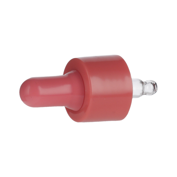 5ML CORAL PINK SPRAY GLASS 20-410 CORAL PINKSILICON BULB PP COLLAR 36MM X 7MM GLASS PIPETTE 2MM ORIFICE-detail image