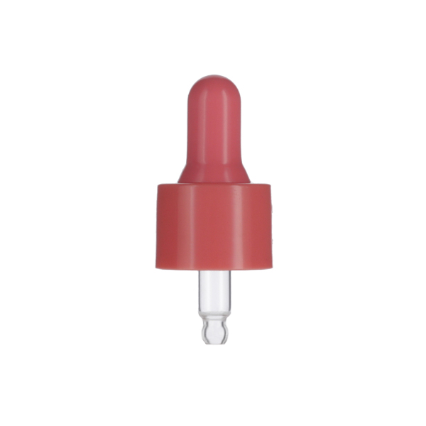 5ML CORAL PINK SPRAY GLASS 20-410 CORAL PINKSILICON BULB PP COLLAR 36MM X 7MM GLASS PIPETTE 2MM ORIFICE-detail image