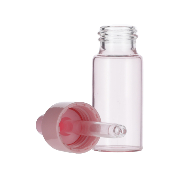  15ML PINK SPRAY GLASS 20-410 PINK SILICON BULB PP COLLAR 61MM X 7MM GLASS PIPETTE 2MM ORIFICE-detail image