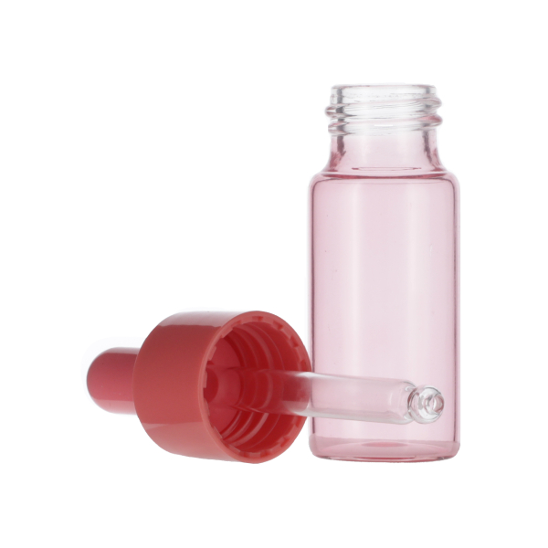 15ML CORAL PINK SPRAY GLASS 20-410 CORAL PINK SILICON BULB PP COLLAR 61MM X 7MM GLASS PIPETTE 2MM ORIFICE-detail image