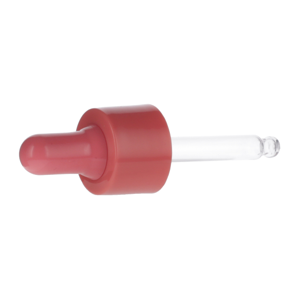 15ML CORAL PINK SPRAY GLASS 20-410 CORAL PINK SILICON BULB PP COLLAR 61MM X 7MM GLASS PIPETTE 2MM ORIFICE-detail image