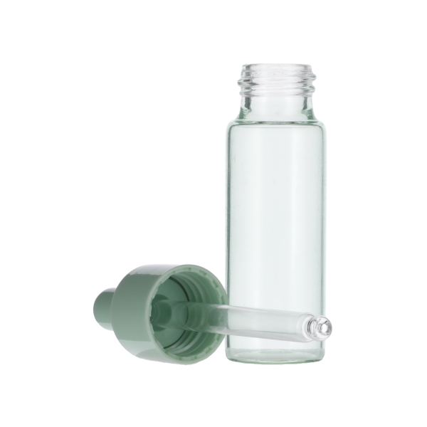 20ML SEAFOAM GREEN SPRAY GLASS BOTTLE WITH 20-410 SEAFOAM GREEN SILICON BULB PP COLLAR 75MM X 7MM GLASS PIPETTE 2MM ORIFICE-detail image