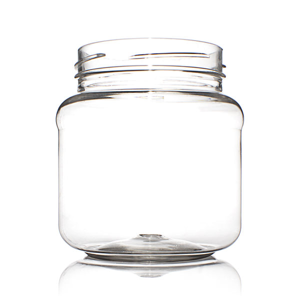 350ML CLEAR WIDE MOUTH PEANUT ROUND PET PLASTIC JAR - 68.5MM